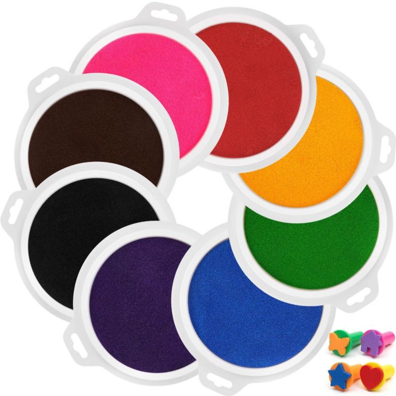 Almohadillas de sellos Lorzon 18 cm 8 colores lavables para niños