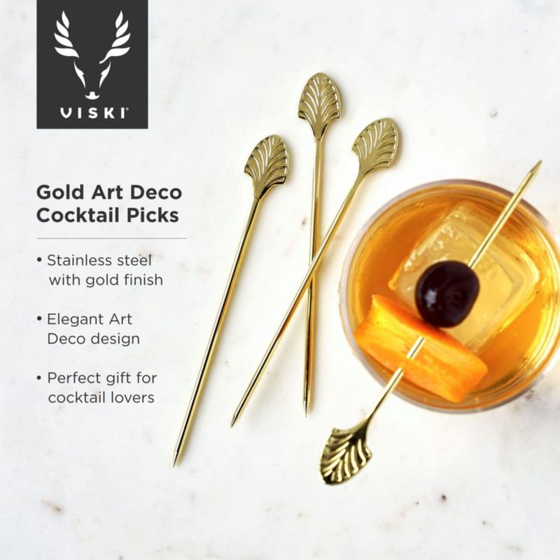 Juego de 4 pinchos Viski 13 cm Dorado Art Deco
