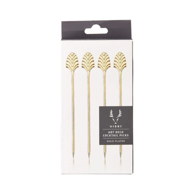 Juego de 4 pinchos Viski 13 cm Dorado Art Deco