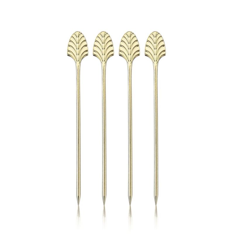 Juego de 4 pinchos Viski 13 cm Dorado Art Deco