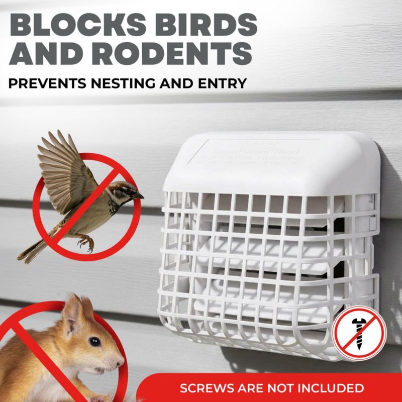Deflecto Tapa de Ventilación para Secadora 10 cm Blanca con Protector de Aves 4\"