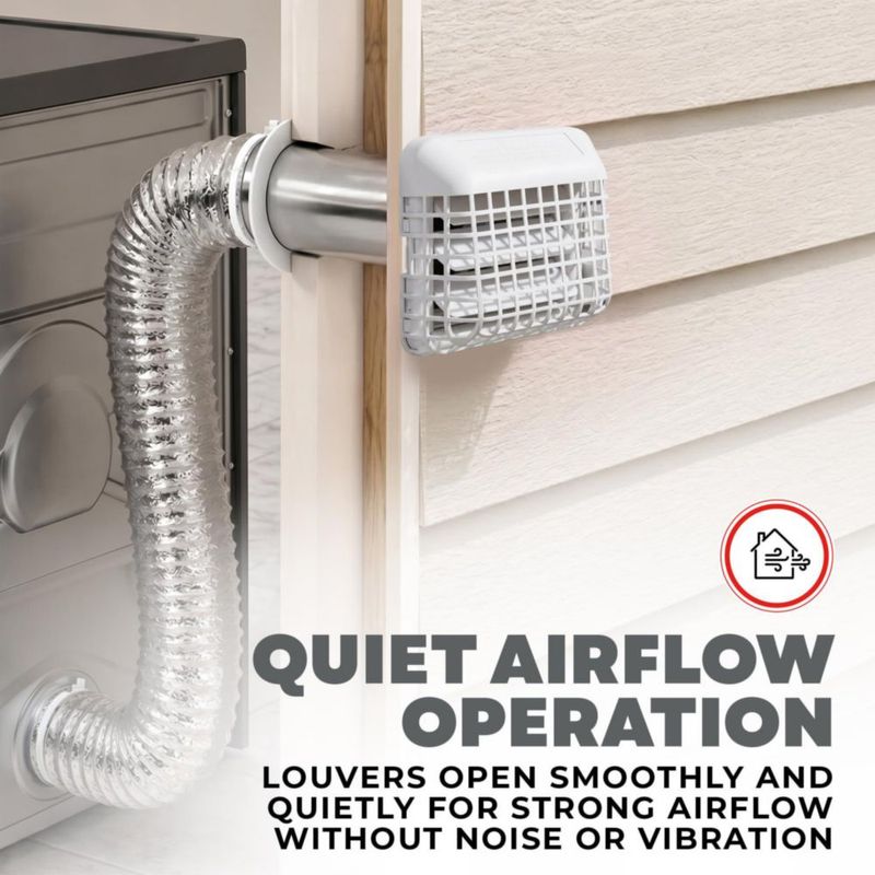 Deflecto Tapa de Ventilación para Secadora 10 cm Blanca con Protector de Aves 4\"
