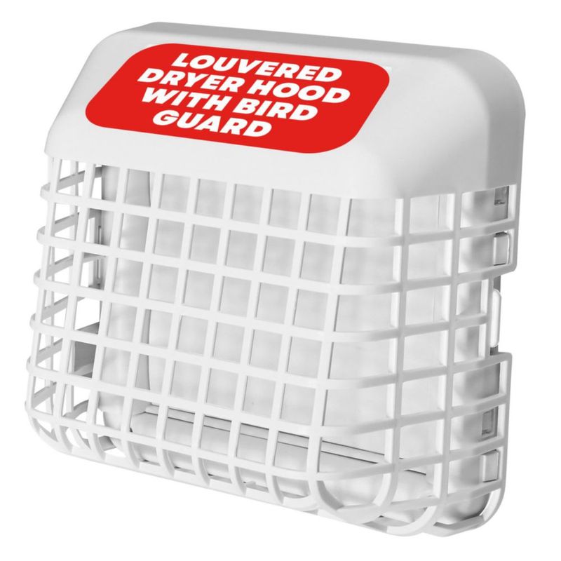 Deflecto Tapa de Ventilación para Secadora 10 cm Blanca con Protector de Aves 4\"