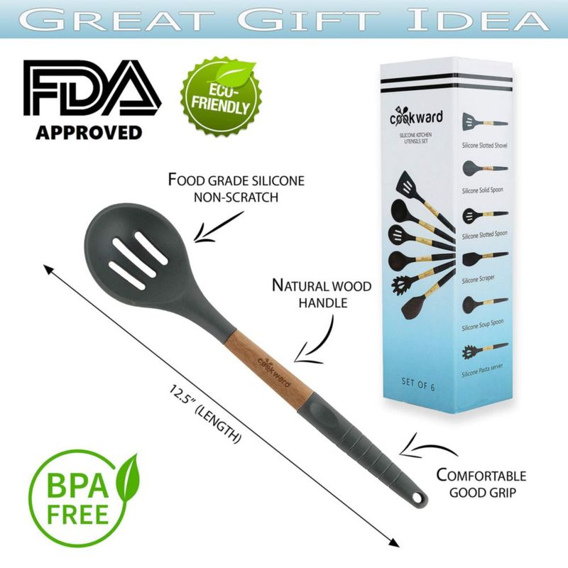 Juego de Utensilios de Cocina Cookward 6 Piezas Gris Oscuro de Silicona