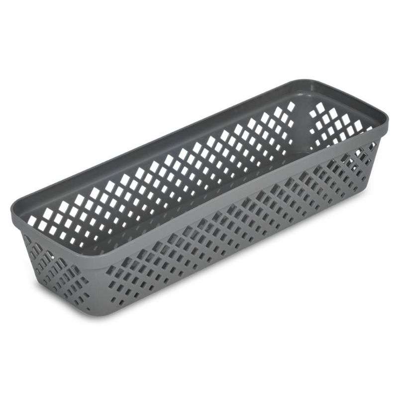 Cesta de almacenamiento Glad 33x11x7 cm pack de 6 gris