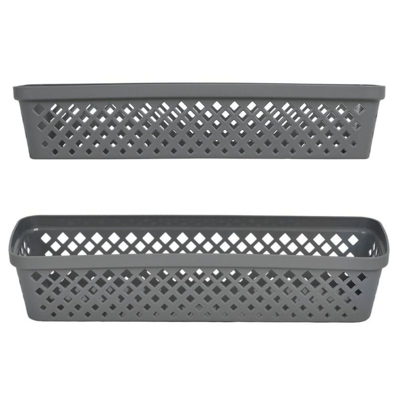 Cesta de almacenamiento Glad 33x11x7 cm pack de 6 gris
