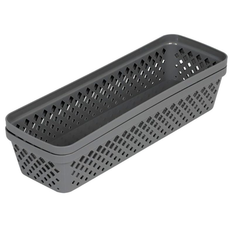 Cesta de almacenamiento Glad 33x11x7 cm pack de 6 gris