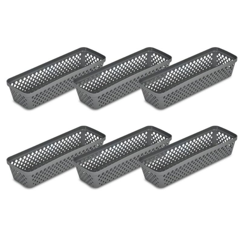 Cesta de almacenamiento Glad 33x11x7 cm pack de 6 gris