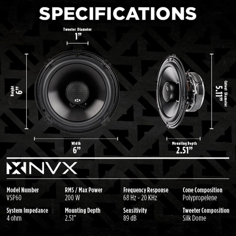 Altavoces para coche NVX VSP60 6" 600W par de 2 vías