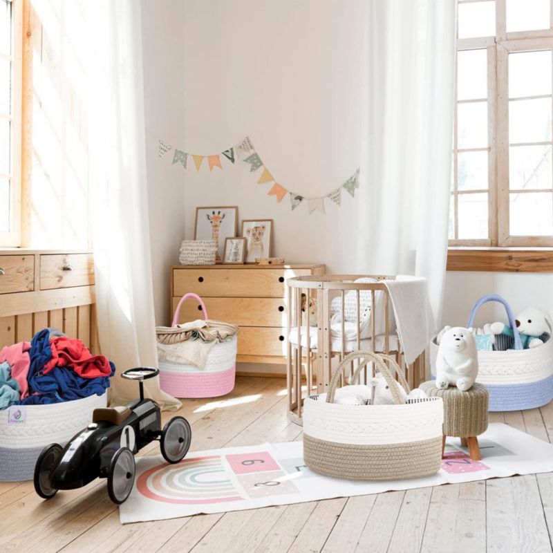Cajón organizador de pañales KiddyCare gris grande con tapa y asa