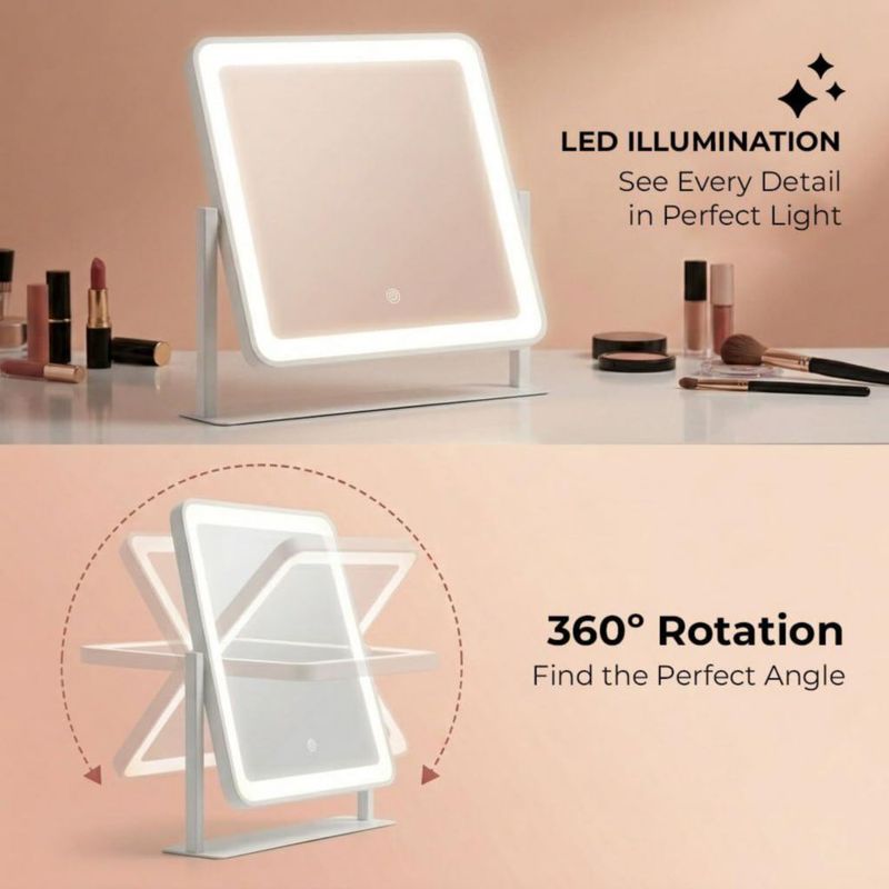 Espejo de tocador orelease 30 × 36 cm con luz