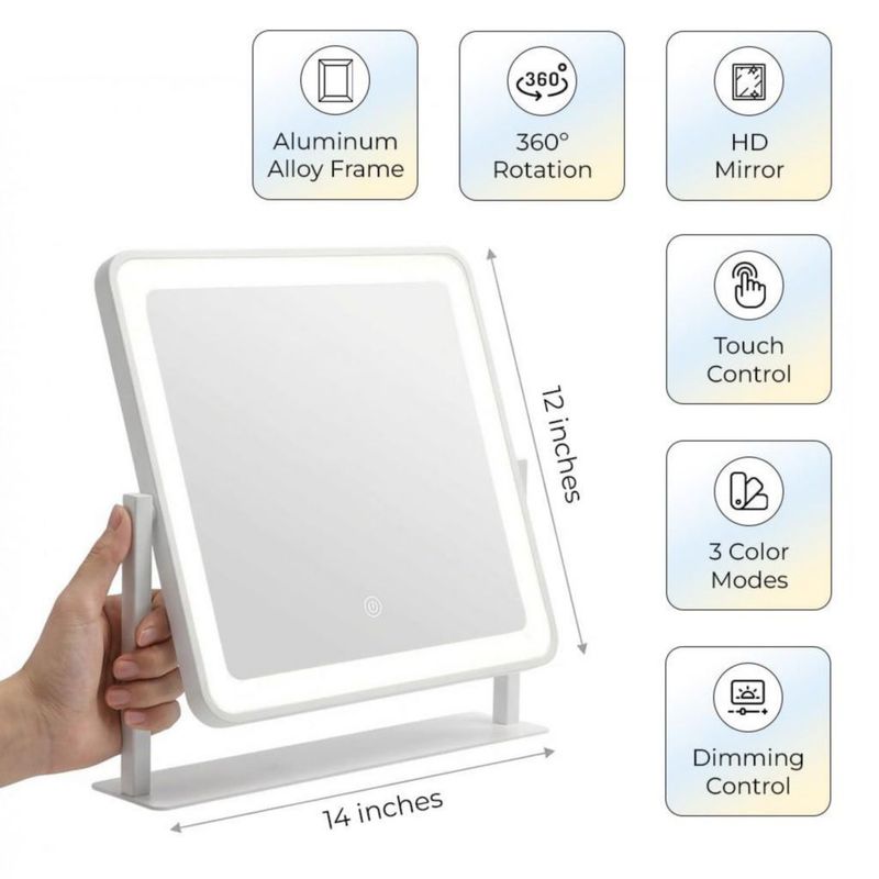 Espejo de tocador orelease 30 × 36 cm con luz