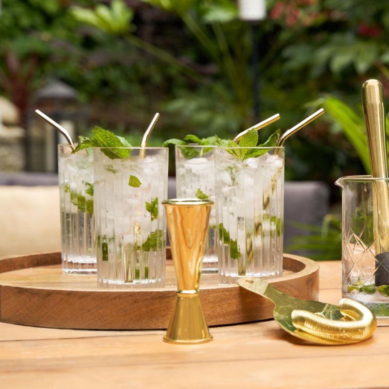 Vasos Highball de Cristal Viski Reserve Milo - Juego de 4 vasos tipo Collins de 14 oz para cócteles bodas aniversarios y ocasiones especiales