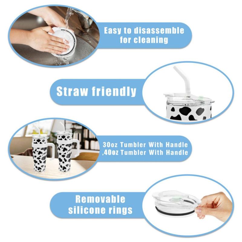 Tapa para vaso térmico AiHeart 354 × 397 in a prueba de derrames con pajilla