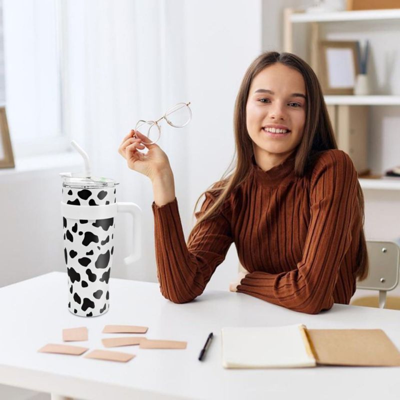 Tapa para vaso térmico AiHeart 354 × 397 in a prueba de derrames con pajilla