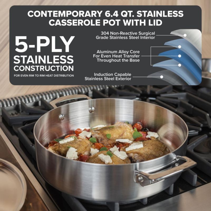 Olla de Cocina Viking 6.4 L Acero Inoxidable de 5 Capas con Acabado Satinado