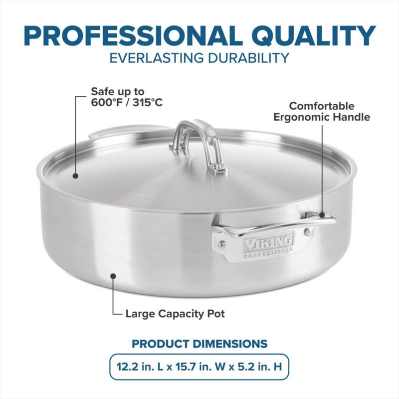 Olla de Cocina Viking 6.4 L Acero Inoxidable de 5 Capas con Acabado Satinado