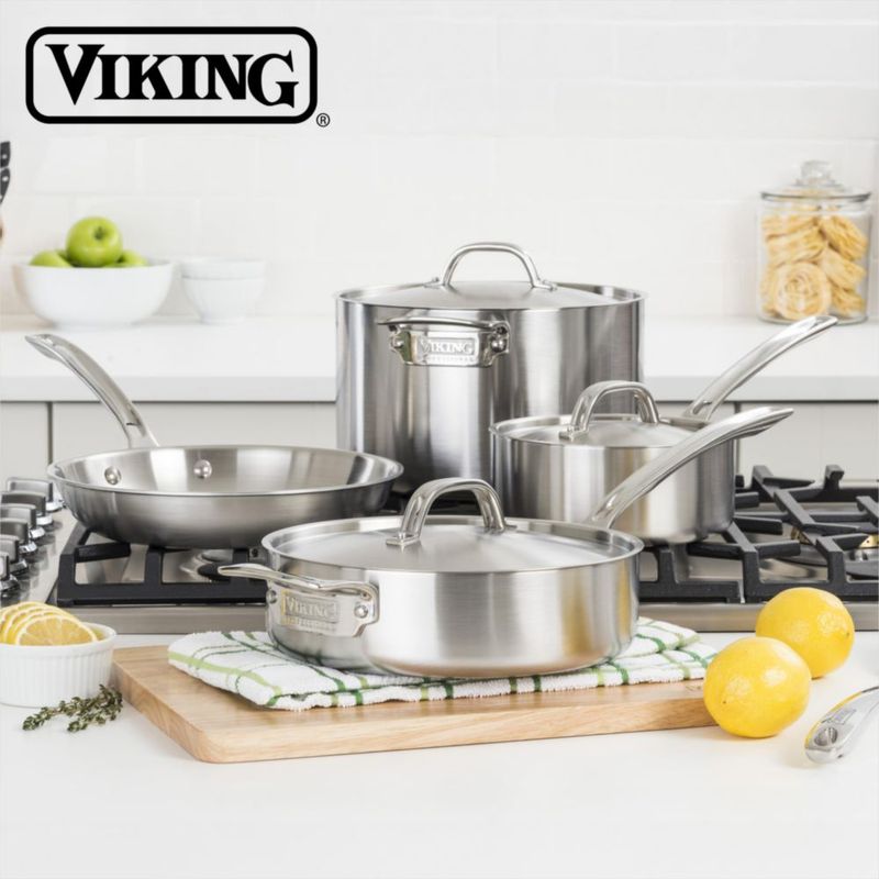 Olla de Cocina Viking 6.4 L Acero Inoxidable de 5 Capas con Acabado Satinado