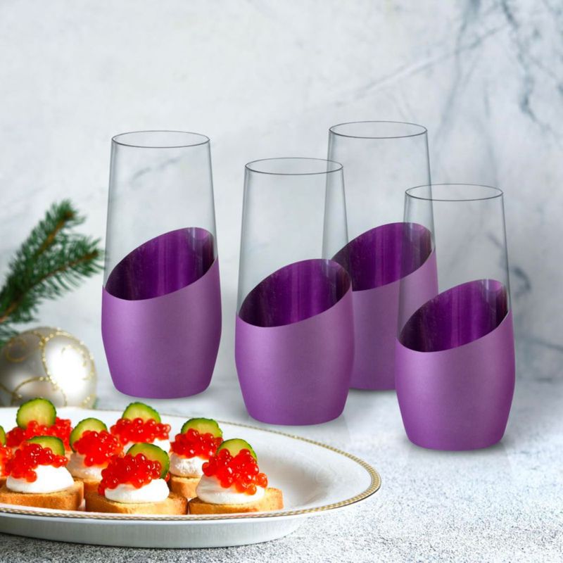 Juego de 4 copas de champagne MyGift 310 ml púrpura y dorado