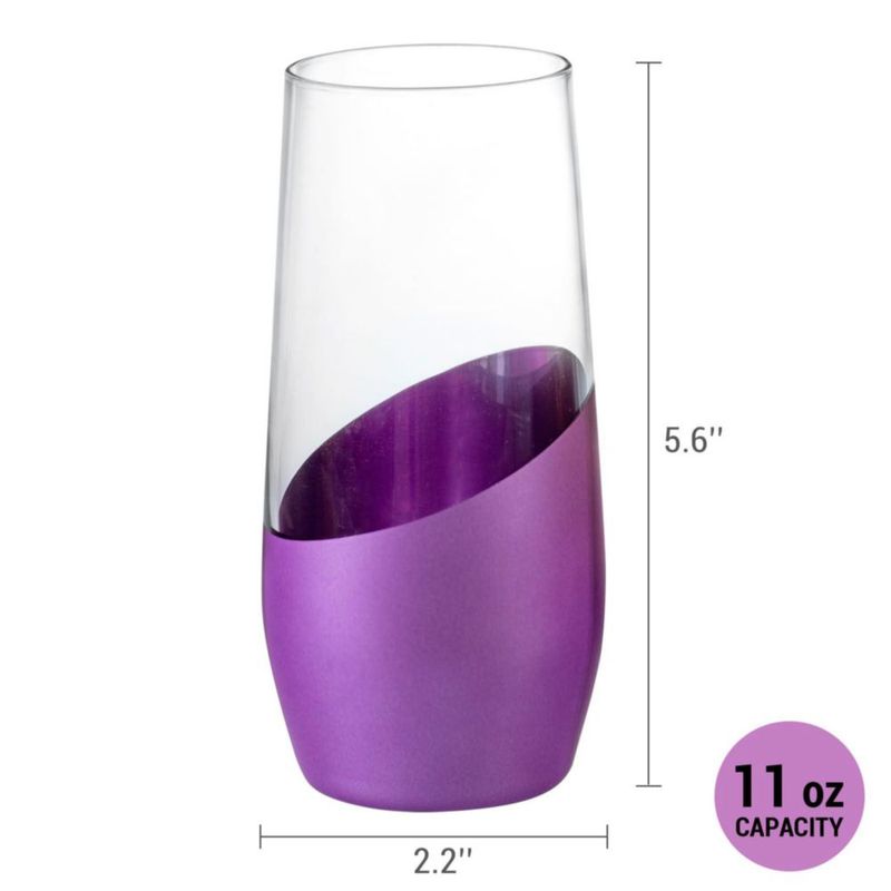 Juego de 4 copas de champagne MyGift 310 ml púrpura y dorado