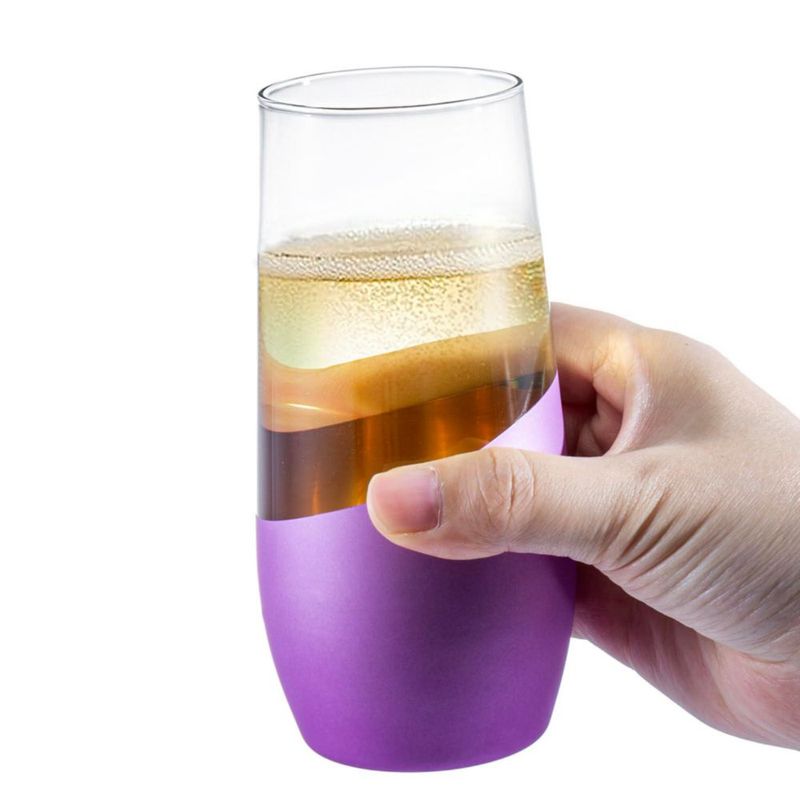 Juego de 4 copas de champagne MyGift 310 ml púrpura y dorado