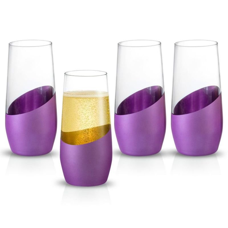 Juego de 4 copas de champagne MyGift 310 ml púrpura y dorado