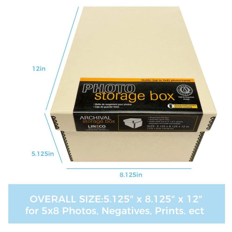 Caja archivística para fotos y tarjetas Lineco 13 × 20 × 30 cm color caqui (2 unidades)