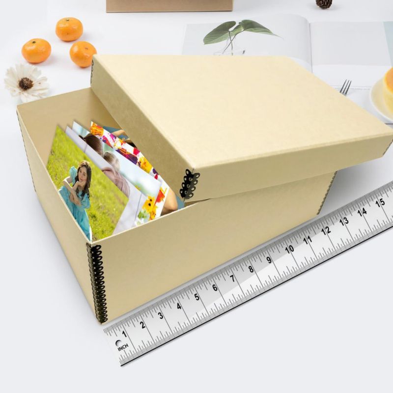 Caja archivística para fotos y tarjetas Lineco 13 × 20 × 30 cm color caqui (2 unidades)