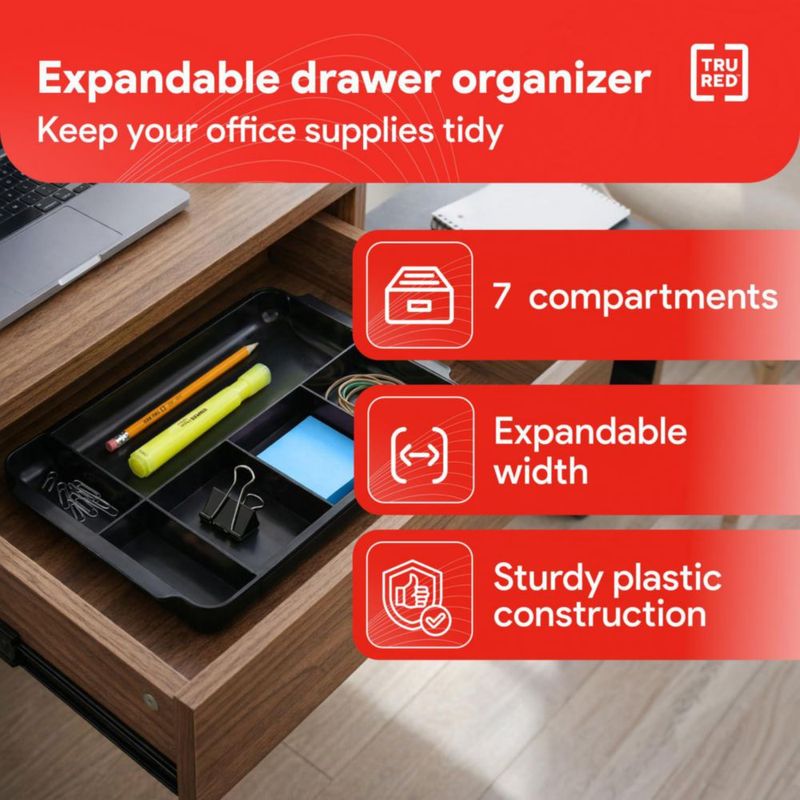 Organizador de cajón TRU RED extensible 32-43 cm negro