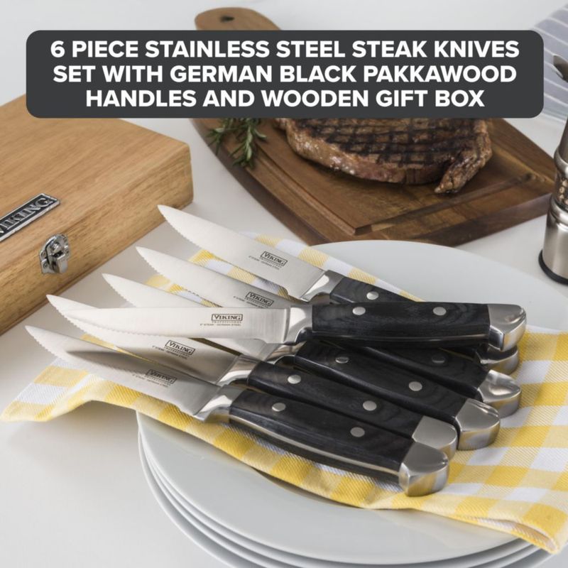 Juego de cuchillos para bistec Viking de 6 piezas acero inoxidable negro