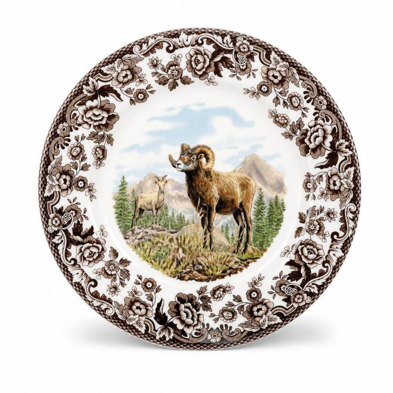 Plato de Ensalada Spode 20 cm Multicolor con Borrego de Cuernos Grandes
