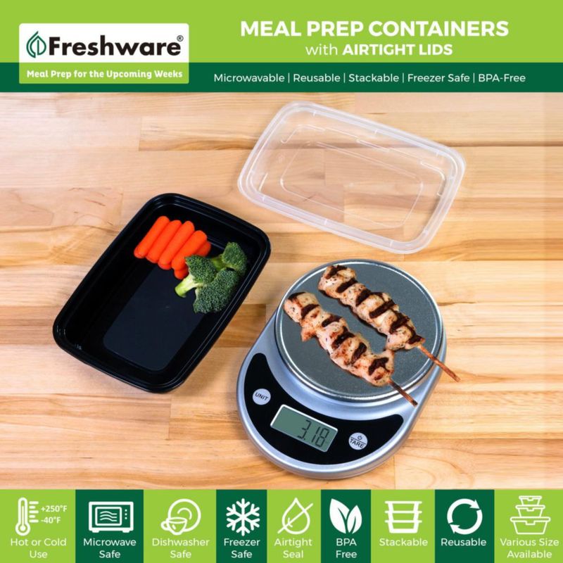 Contenedores para preparación de comidas Freshware 800 ml paquete de 15 libres de BPA