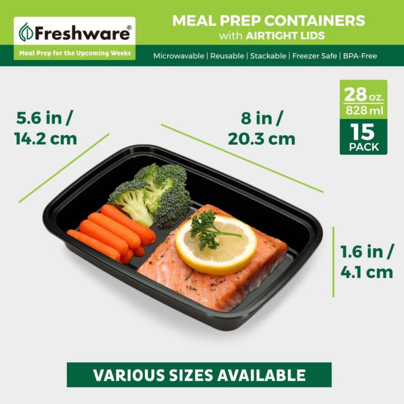 Contenedores para preparación de comidas Freshware 800 ml paquete de 15 libres de BPA