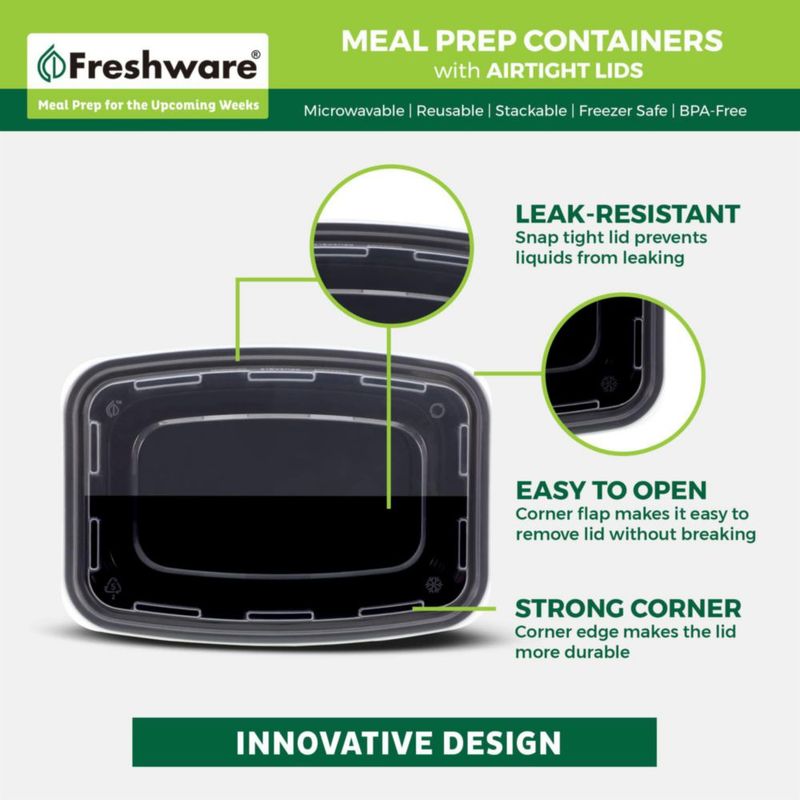 Contenedores para preparación de comidas Freshware 800 ml paquete de 15 libres de BPA