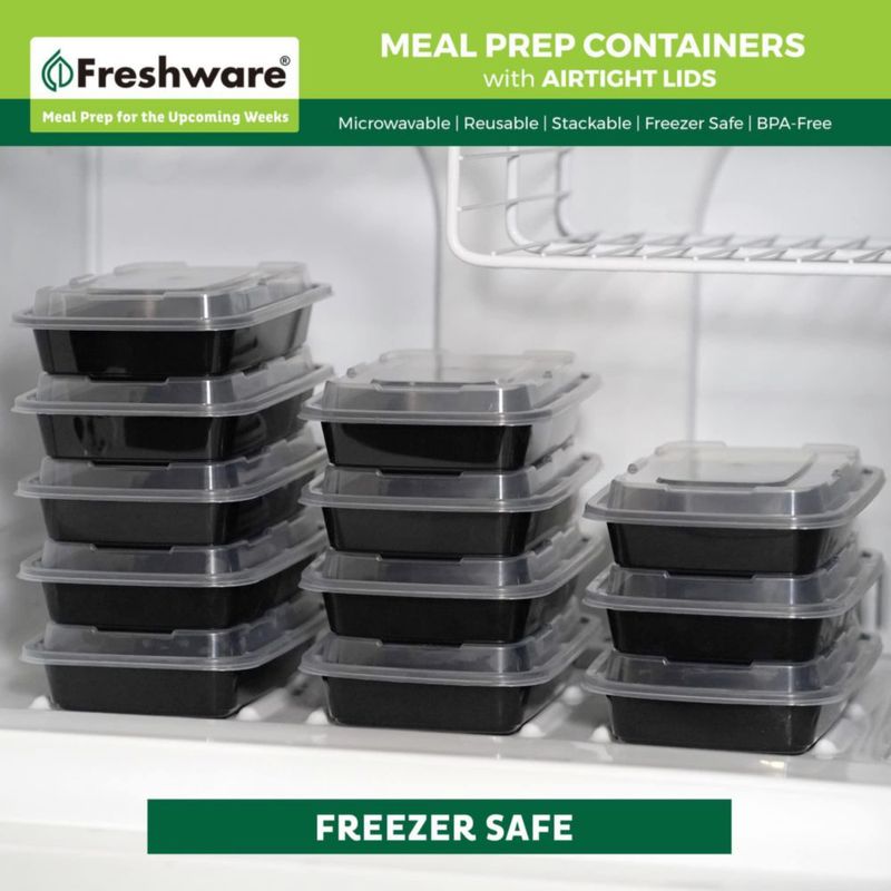 Contenedores para preparación de comidas Freshware 800 ml paquete de 15 libres de BPA
