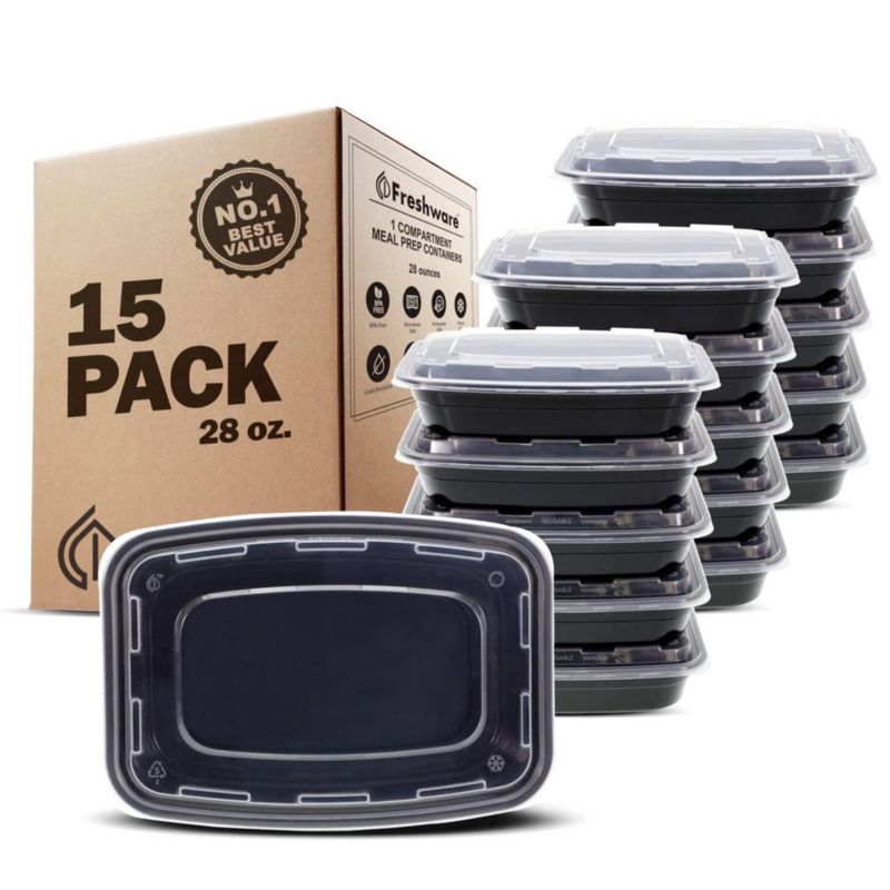Contenedores para preparación de comidas Freshware 800 ml paquete de 15 libres de BPA