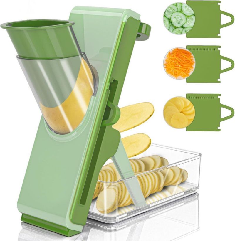 Cortador de alimentos Eletronova ajustable verde Todo en 1