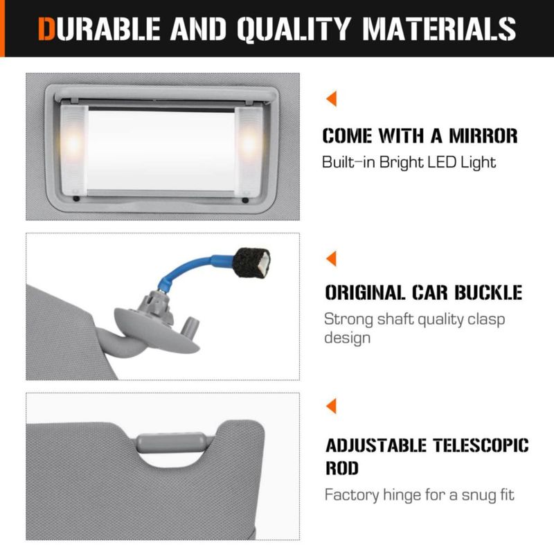 Visor solar izquierdo Aeagle para Honda Accord 2008‑2017 gris con luz integrada
