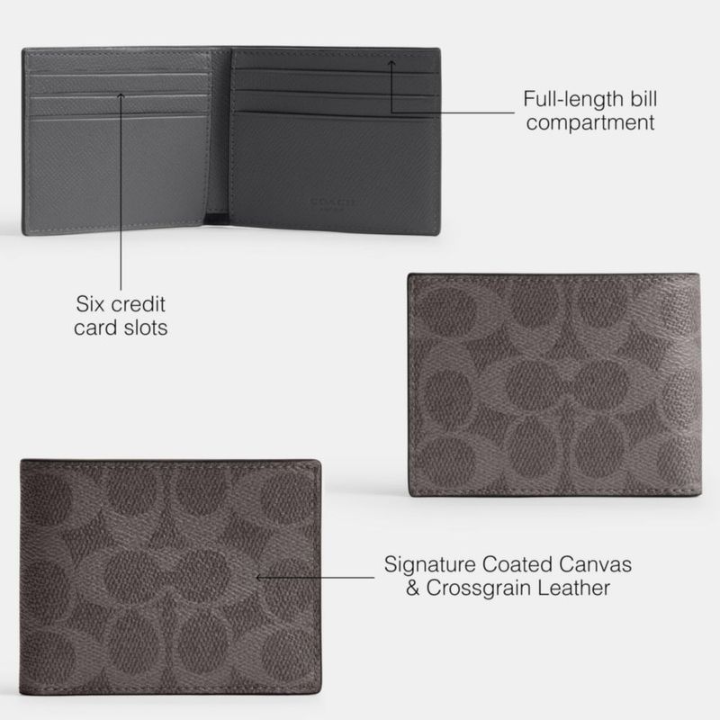 Cartera Coach 10 cm × 8 cm × 1 cm Signature Crossgrain