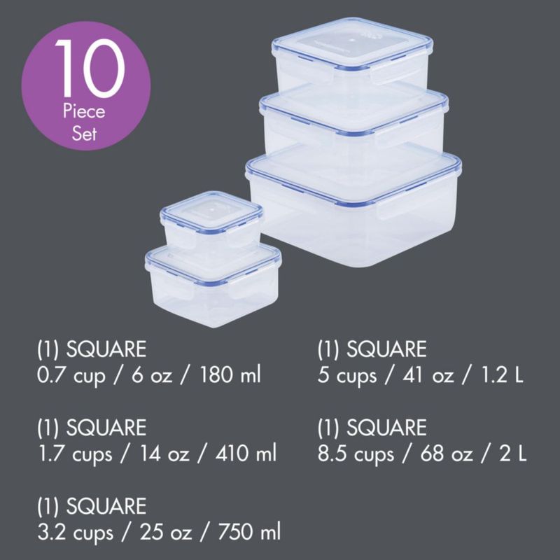 Juego de 10 piezas transparentes para almacenamiento de alimentos LocknLock