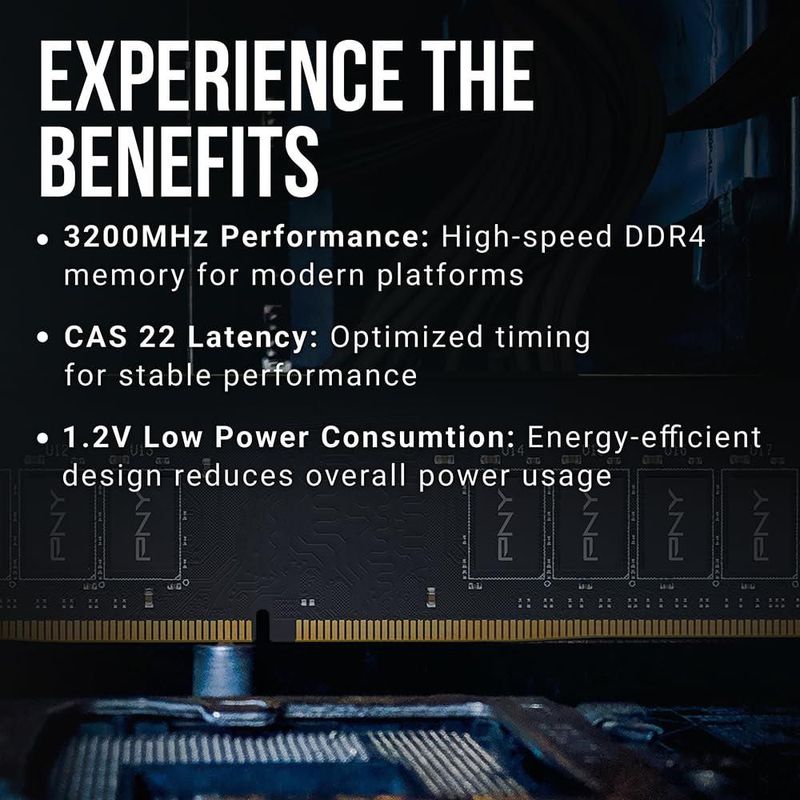 Memoria para Escritorio PNY 16GB DDR4 3200MHz CL22 1.2V