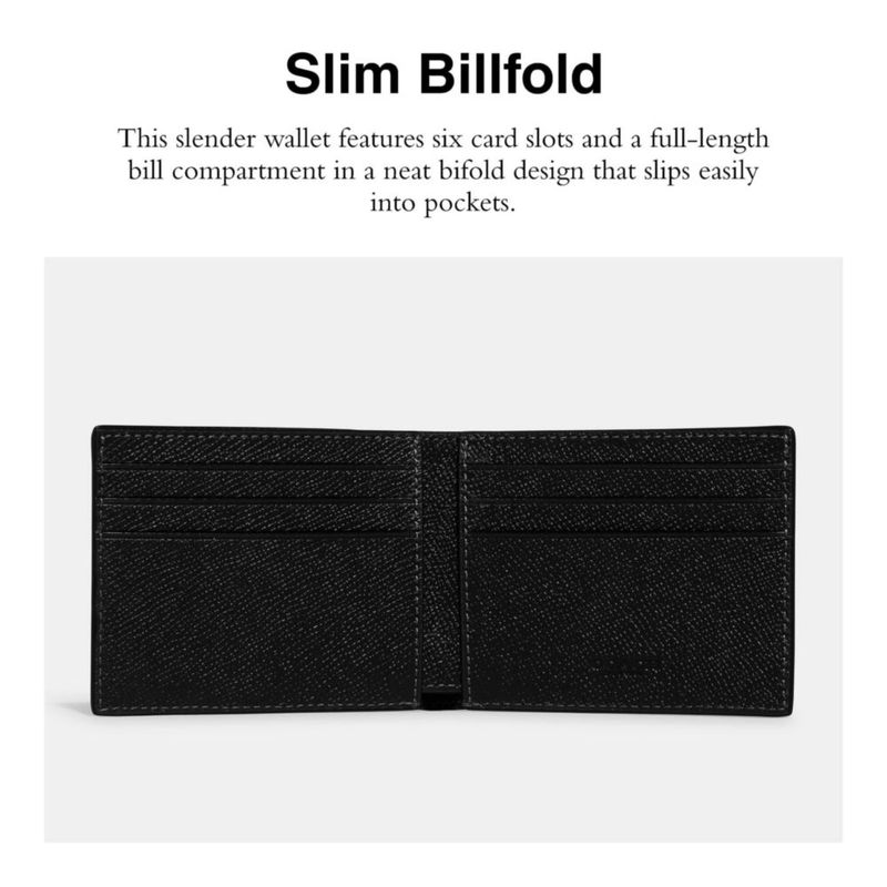 Billetera Coach Slim Billfold negra 10 cm x 8 cm