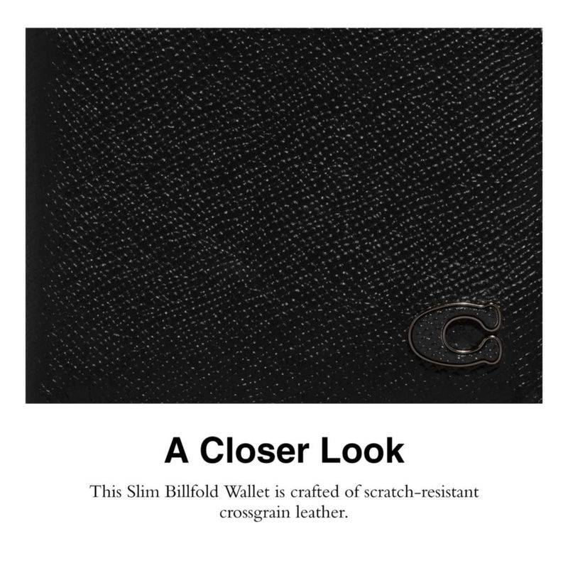 Billetera Coach Slim Billfold negra 10 cm x 8 cm