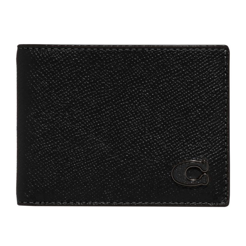Billetera Coach Slim Billfold negra 10 cm x 8 cm