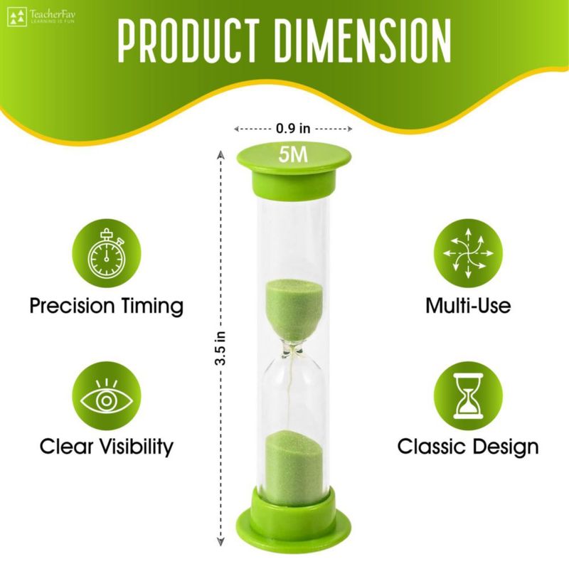 Temporizador TeacherFav de 5 min paquete de 4 verde 9 cm acrílico