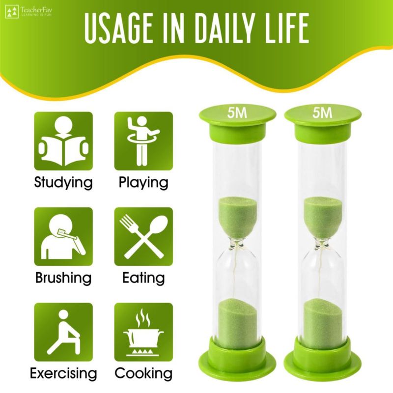 Temporizador TeacherFav de 5 min paquete de 4 verde 9 cm acrílico