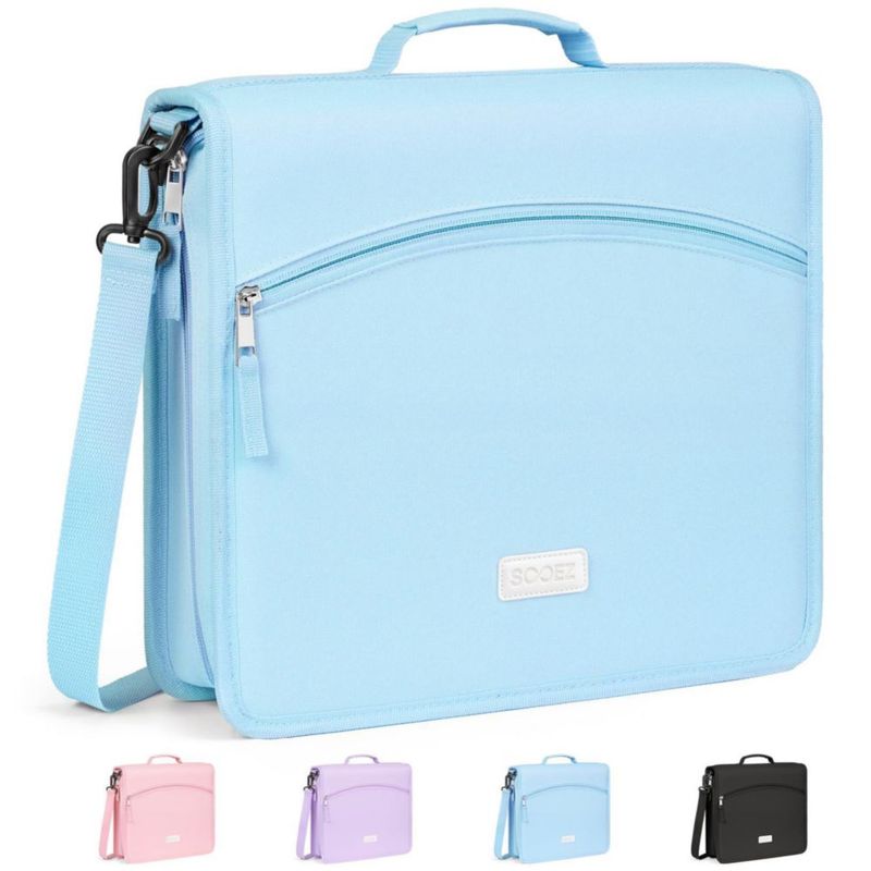 Carpeta Sooez de 2 anillas con correa de hombro de 5 cm – Azul
