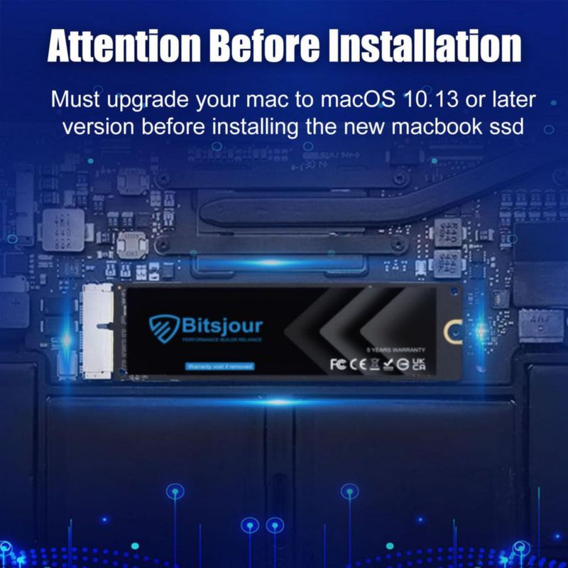 SSD NVMe Bitsjour 1TB para Mac A1466 A1398 A1418