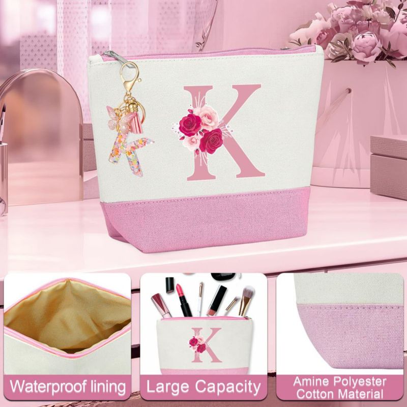 Bolso Tote AiHeart de Lona con Inicial y Bolsillo Interior