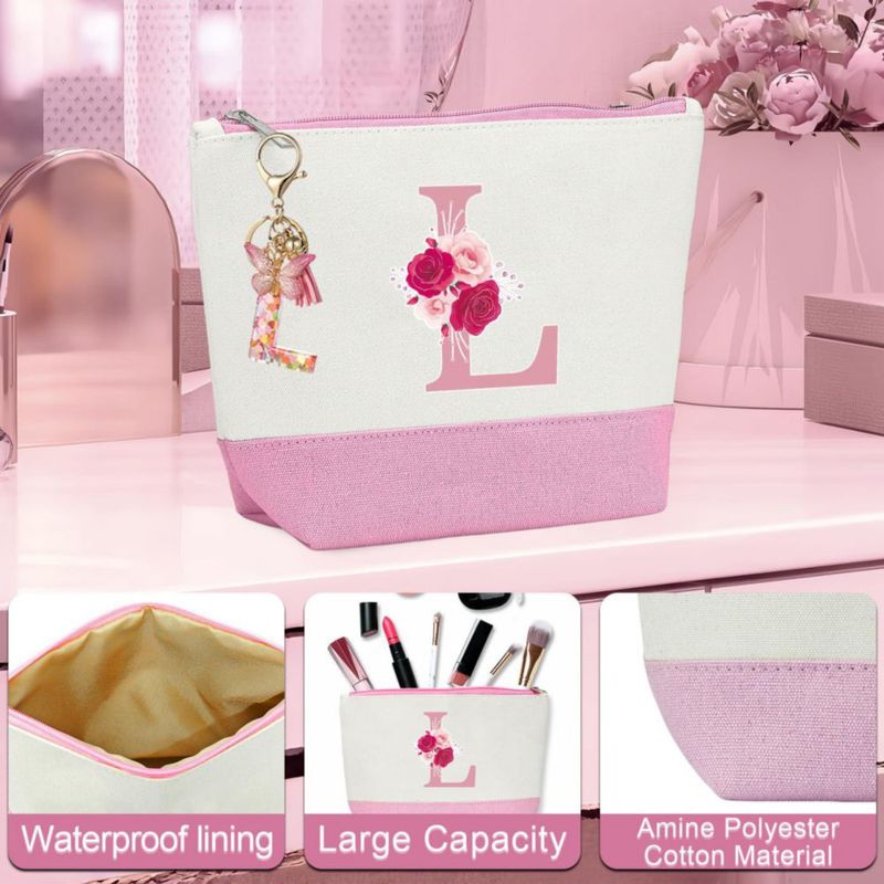 Bolso Tote AiHeart con Inicial en Lona y Bolsillo Interior